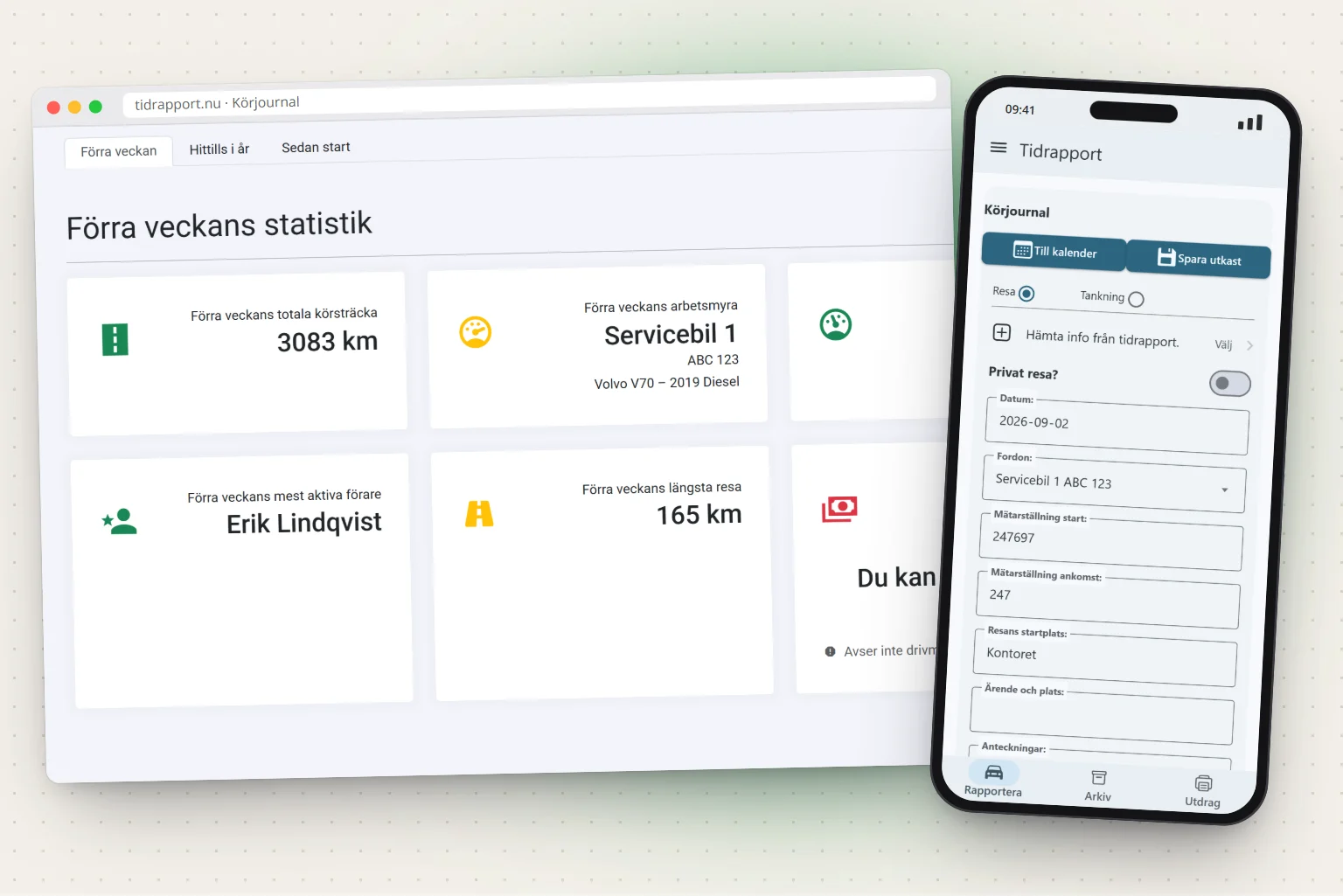 Milrapport in the mobile app and on the web