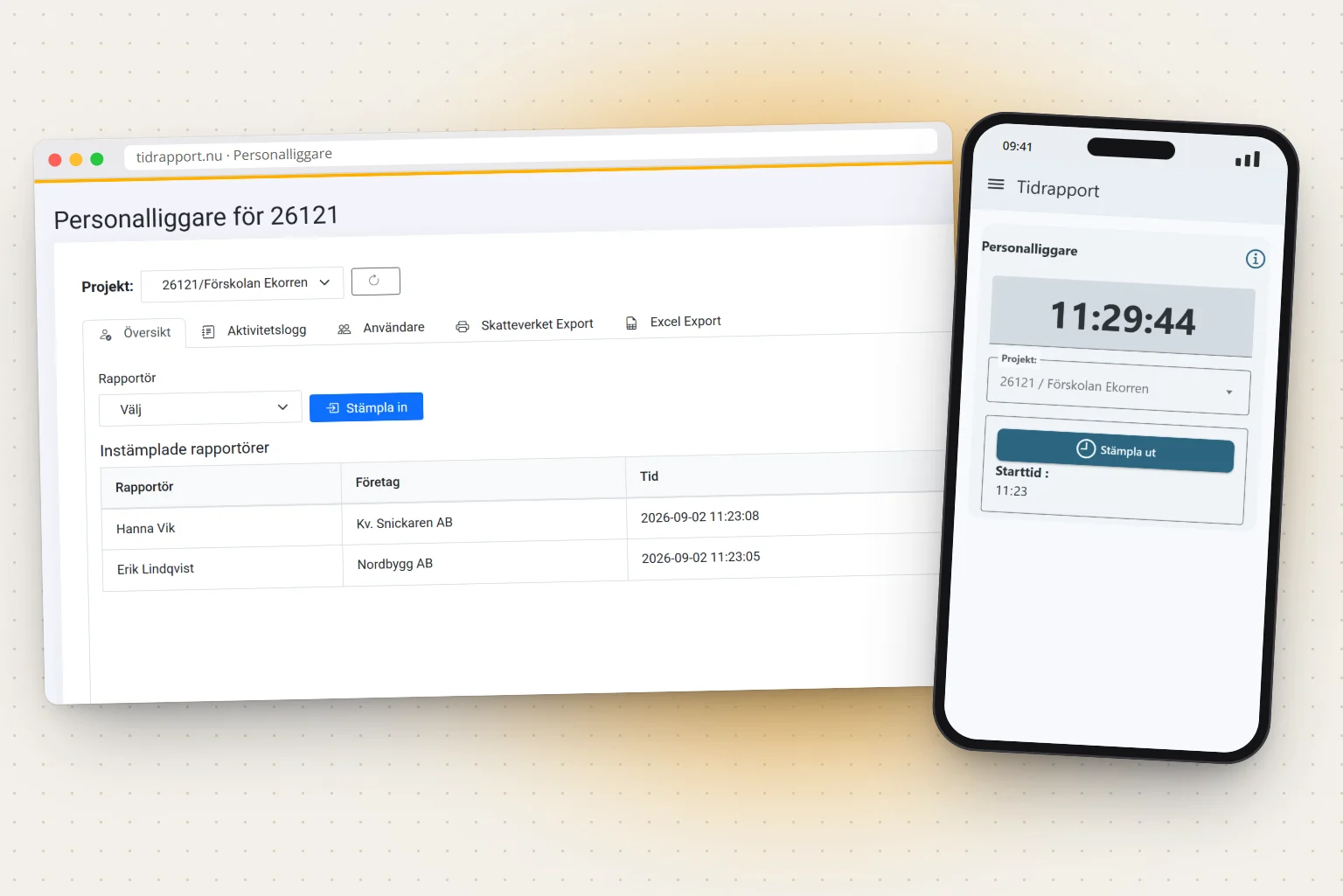 Electronic Staff Ledger in the mobile app and on the web